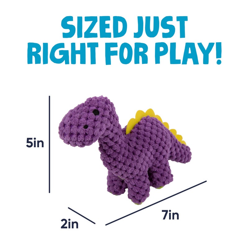 goDog Checkers Just for Me Dinos Bruto Squeaky Plush Dog Toy, Chew Guard Technology - Purple, Mini - Image 3